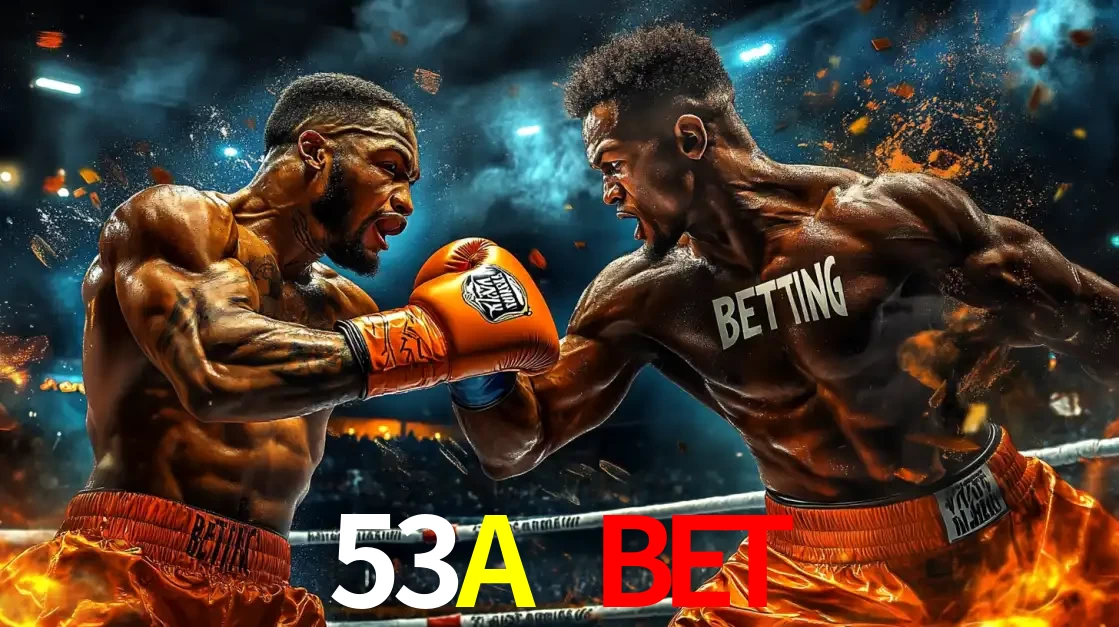 Dois boxeadores em uma luta intensa e explosiva, representando a adrenalina e as oportunidades de apostas em esportes de combate disponíveis na plataforma 53A BET.