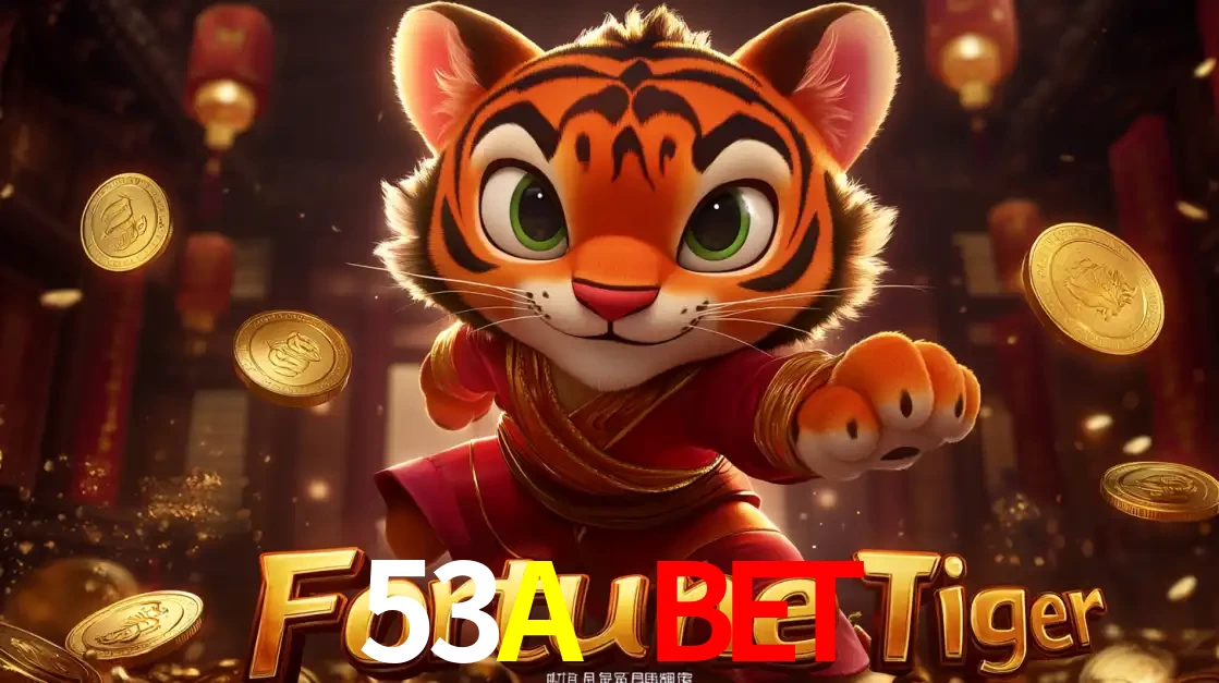 O carismático mascote do jogo de slot Fortune Tiger, um tigre fofo em pose de artes marciais, pronto para trazer sorte e multiplicadores de ganhos no cassino online 53A BET.