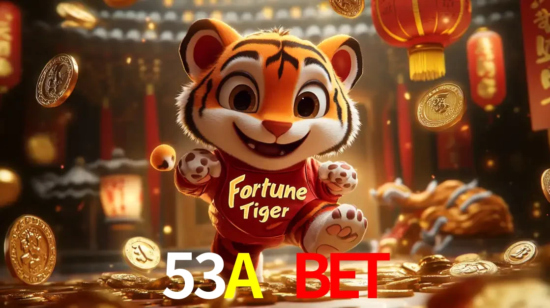 O alegre personagem do Fortune Tiger correndo sobre um caminho de moedas de ouro, simbolizando os grandes prêmios e a diversão do popular jogo de slot do 53A BET.