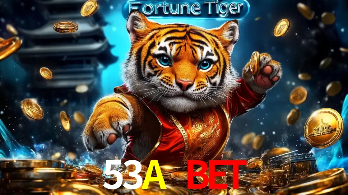 Imagem promocional do jogo de slot Fortune Tiger, com um tigre majestoso em traje tradicional cercado por uma fortuna em moedas de ouro, disponível agora no cassino 53A BET.